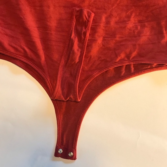 Strappy Bodysuit Rust Large Faux Wrap Thong - Picture 5 of 7